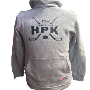 harma huppari HPK-tekstillä + jääkiekkomailat ristissä