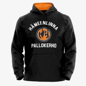 musta huppari HPK-lgolla, ympärillä tekstit Hämeenlinna ja Pallokerho