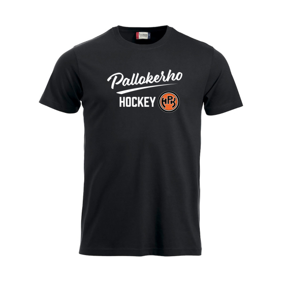 musta t-paita, valkoisella teksti Pallokerho Hockey sekä HPK-logo